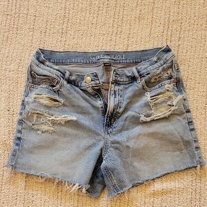 American Eagle Outfitters Women's Distressed Blue Denim Shorts